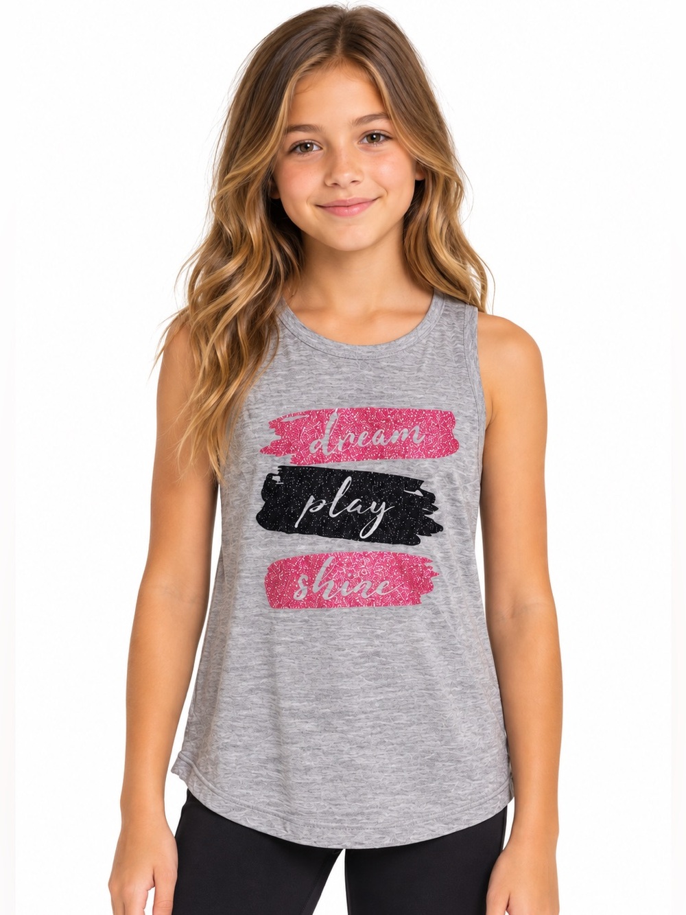 Kaia Girls Dance Tank Top Grey Glitter Size 10